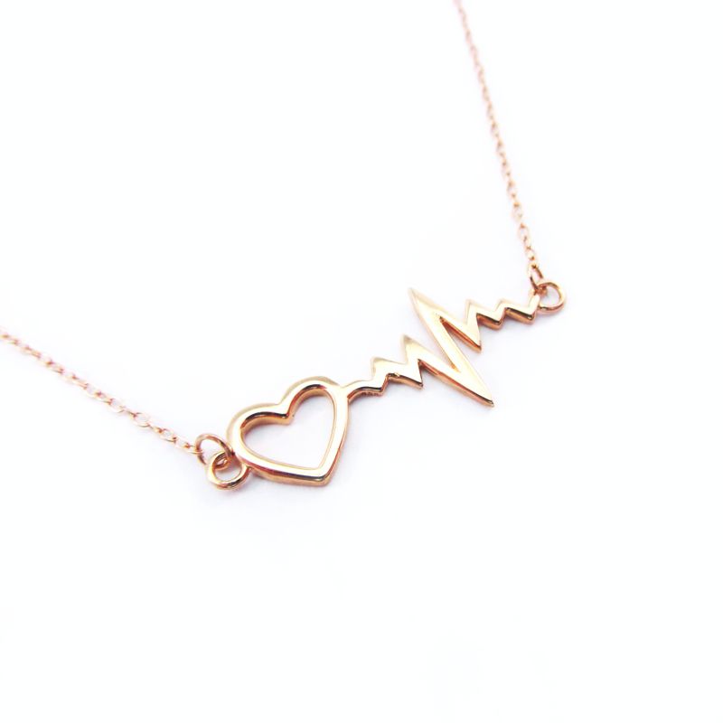 Sterling Silver Rose gold plated Heartbeat Necklace